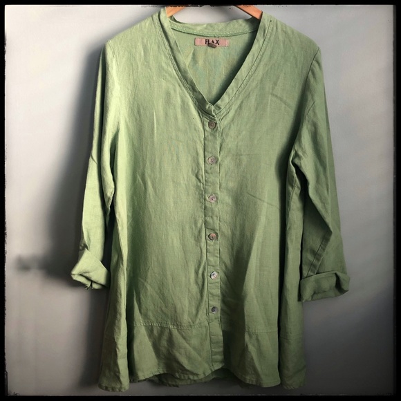 Flax Sage Green Linen Tunic 💚 - Picture 2 of 6